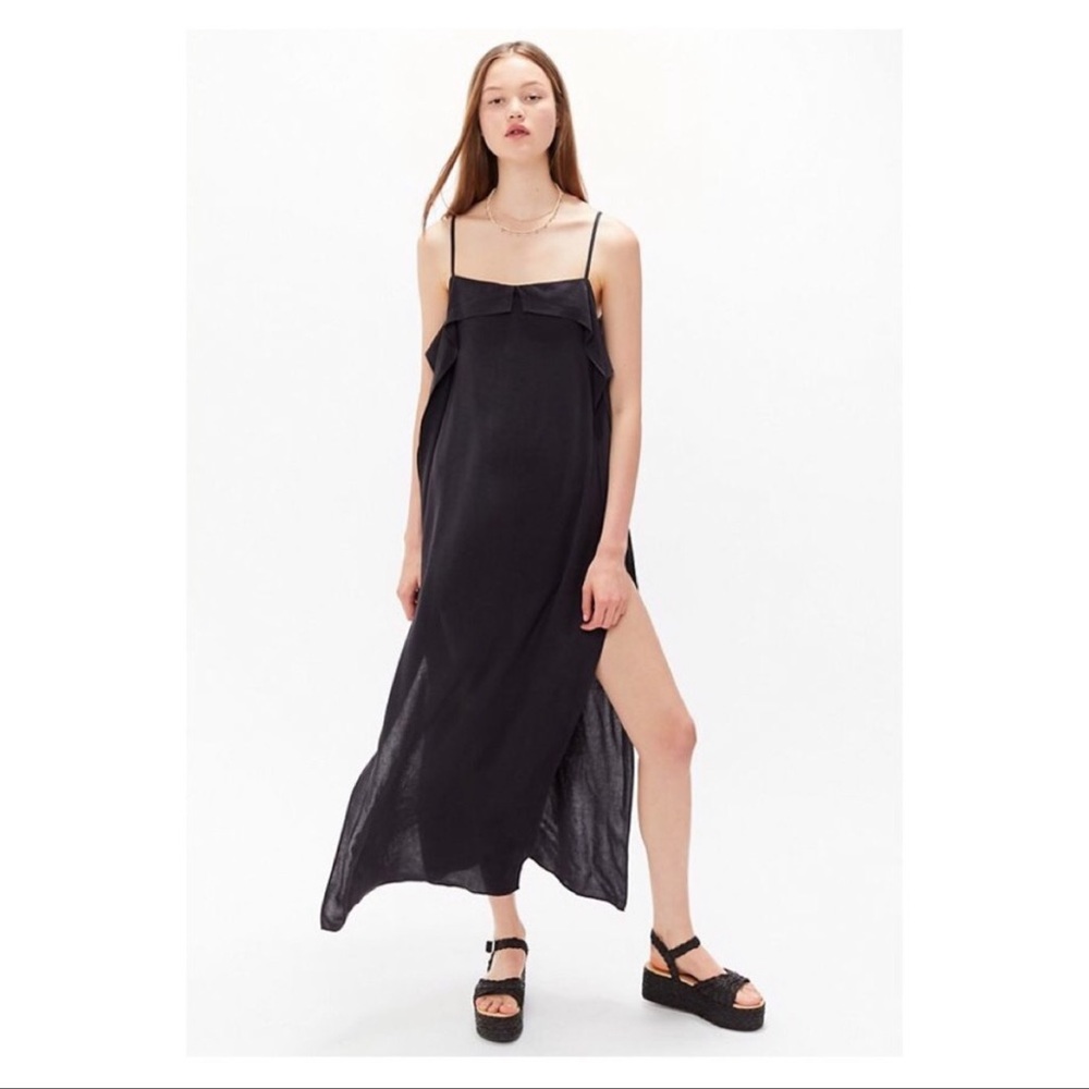 Urban Outfitters Ooh La La Linen Side-Slit Maxi Romper